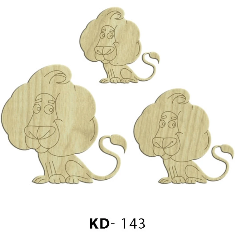 KD143 Lions pcs Set Set Wooden Package Ornament, Hobby Wood Ornament