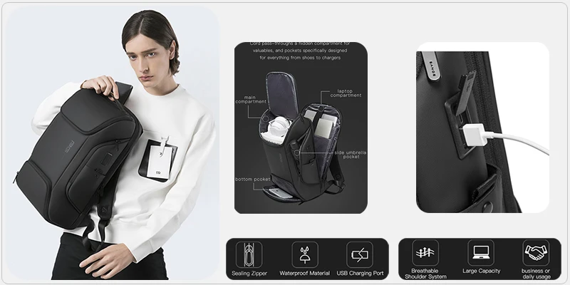 Bange Briefcase for Men Laptop Bag Retro Travel Messenger Man Bags 15.6 in High Capacity Computer Shoulder Bag Male Briefcase