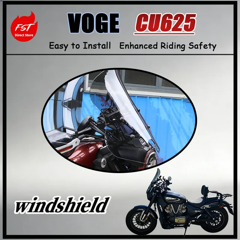 

FOR Voge CU625 Tall Wide Motorcycle Windshield Upgrade Heightened Broadened Front Wind Deflector for Enhanced Riding Experience