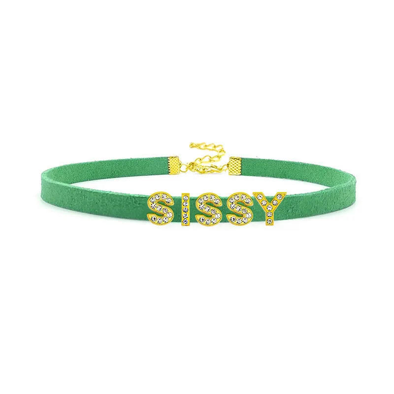 Unique Sexy Letters SISSY Choker Necklace Women Men Custom Name Word Cosplay Collar Jewelry Personalized Chocker Collier Gift