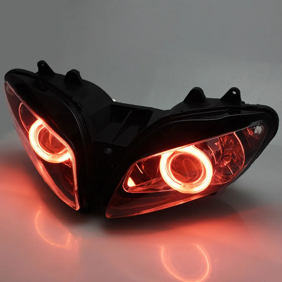For Yamaha YZF R1 2000-2001 Motorcycle Accessories Front Headlight Assembly Hi/Lo Beam Projector HID Red Angel Eyes Headlamp