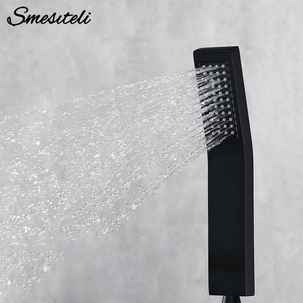 

Bathroom Accessories Shower Head High Pressure Shower Head Brushed Stainless Steel Color Solid Brass Square Bend Handheld