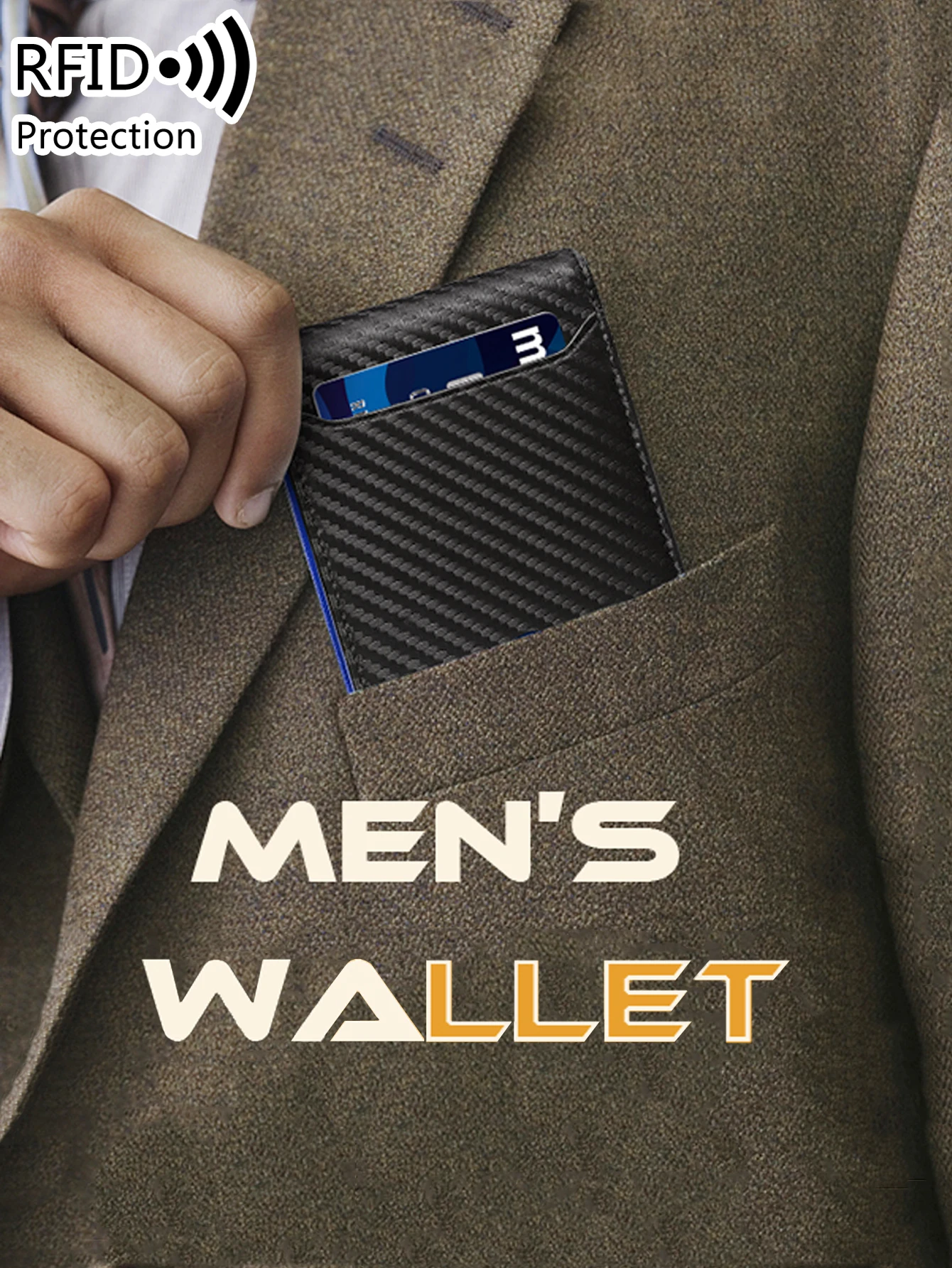 Minimalist men's wallet multifunctional RFID blocking front pocket portable card holder solid color large capacity 11 cardwallet