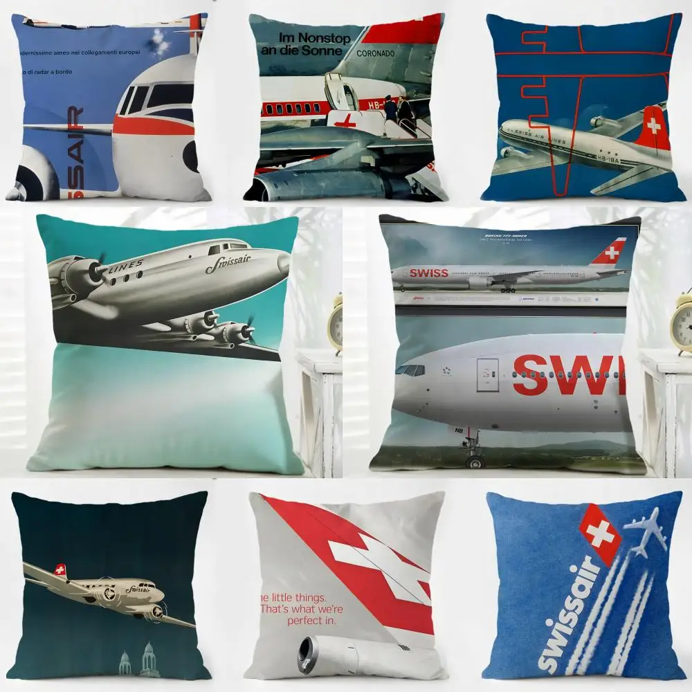 S-Swissair Cushion Cover Pillow Case Soft Friendly Fabric & Concealed Zipper