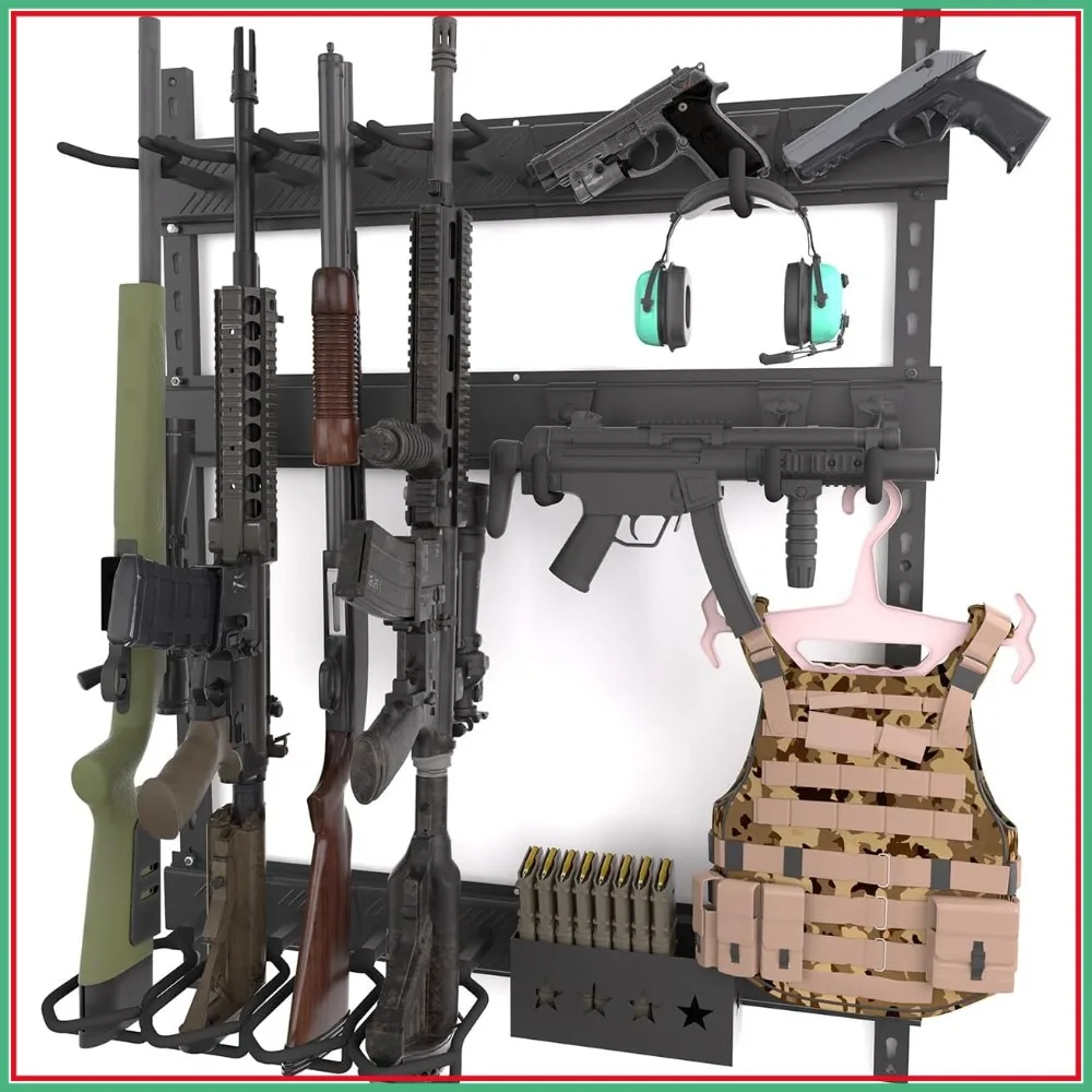 

Heavy Duty Steel Gun Rack Wall Mount for Rifle, Pistol & Tactical Gear Storage