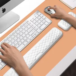 Ergonomic Wrist Rest Mousepad Keyboard Wrist Rest with Comfortable Memory Foam Massage Bulge and Non-Slip PU Base Mouse Pad