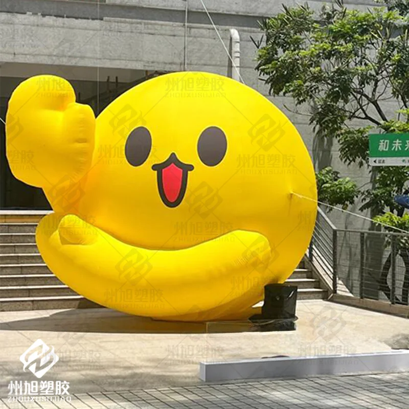 Custom Inflatable Yellow High-Five Smiley Face Model, Decor Props for Holiday Themed Activities