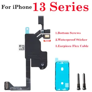 Bilashmart 1set Front Top Ear Earpiece Proximity Light Sensor Flex Cable Waterproof Sticker Bottom Screw iPhone 13 14 15 16 mini ProMax