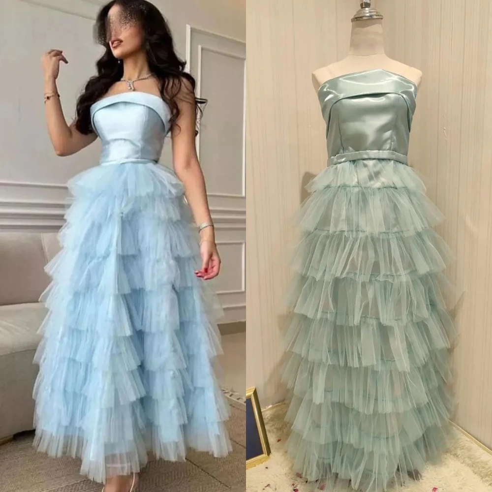 

Jiayigong High Quality Exquisite Strapless A-line Layered Tulle Formal Occasion Gown vestidos de graduaciones mujer abendkle