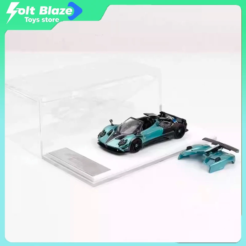 Rhino Model & Decode 1/64 Pagani Zonda Kunlun Carbon Fiber Blue Color Diecast Car Model Simulation Collection Cars Boy Toys Gift