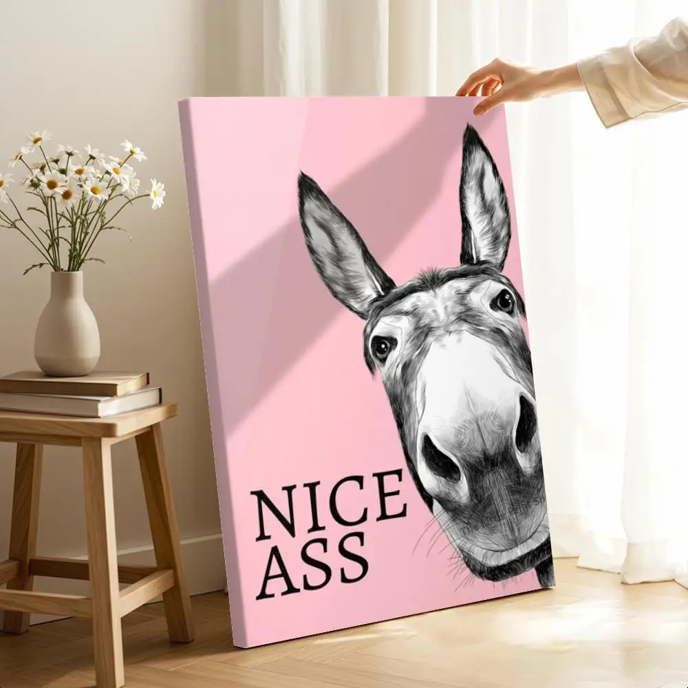 Funny Animal NICE ASS Framed Wall Painting Ready to Hang Canvas Art Poster for Living Room Bedroom Home Decor Decals