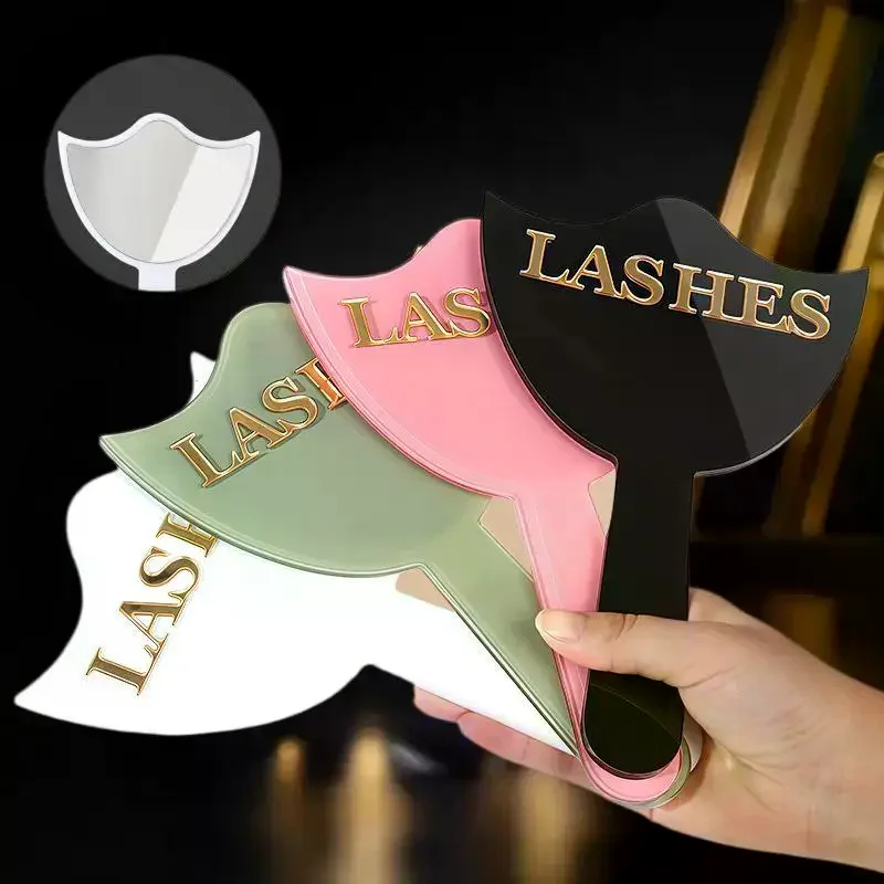 プロのまつげエクステンションミラー、ハンドル付き、精密なまつげエクステとメイクアップサロンの装飾、まつげ技術者用写真小道具