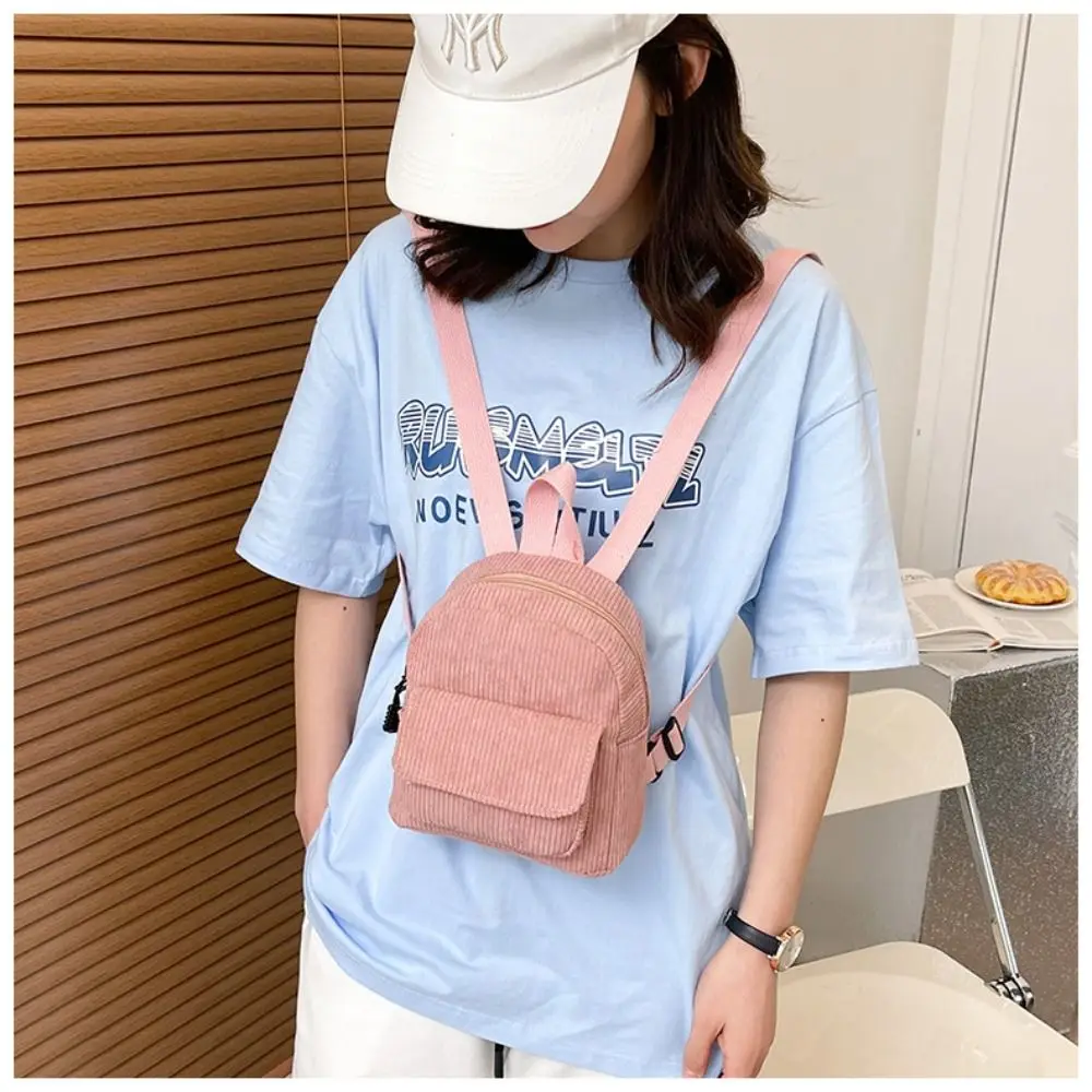 Fashion Soulder Bag Corduroy Backpack Rucksack Handbag School Bags Large Capacity Casual Student Bookbags Traveling