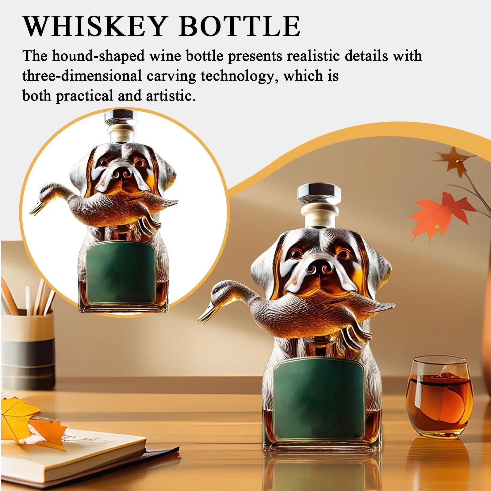 Botella de whisky para perro de caza, decantador de vidrio, botella de whisky, decantador de vidrio, botella de whisky, decoraciones para fiestas