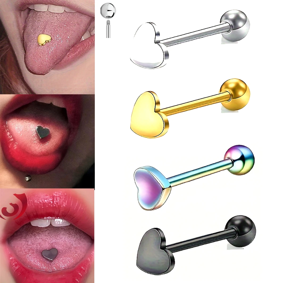 14G Tongue Rings Heart Bridge Piercing Jewelry for Tongue Nipple Rings G23 Titanium Nipple Barbells 16mm Straight Nipple Bar