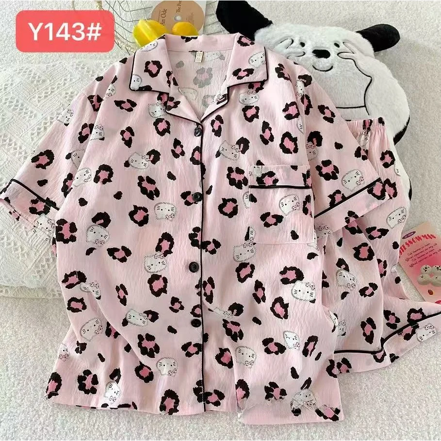 

Cloud Cotton ort Sve Print Spwear Women's Summer Home Clothes Set Lightweight Breathable Two-Piece Ensemble