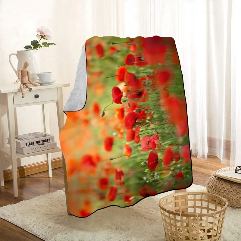 Nuovo arrivo Poppies coperte di fiori stampa coperta morbida coperta da casa/divano/biancheria da letto coperta da viaggio portatile per adulti