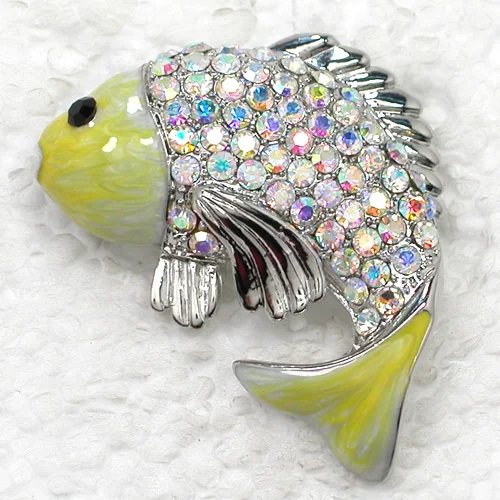 

60pcs/lot Mixed Color (Can Notes Color) Wholesale Fish Enamel Rhinestone Pin brooches C101984