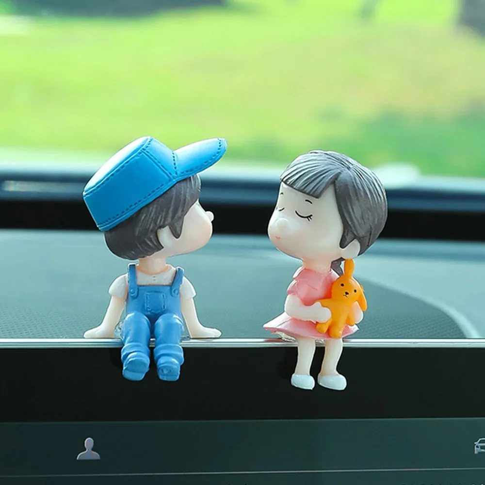 Cute Cartoon Couples Action Figure Figurines Balloon Ornament Desktop Home Decoration Auto Interior Dashboard Decor