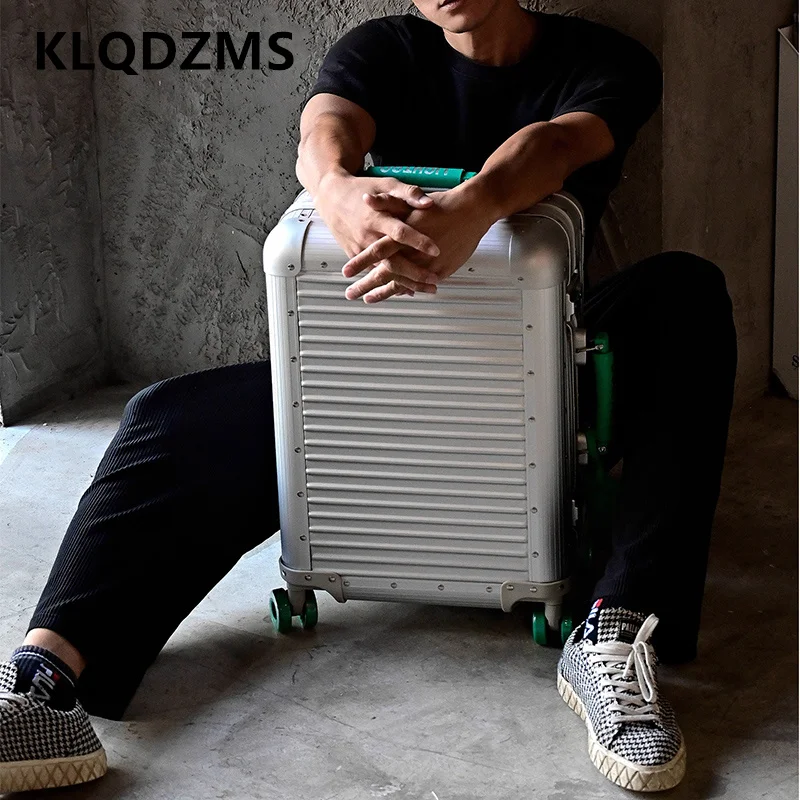 KLQDZMS High Quality Suitcase All Aluminum Magnesium Alloy Boarding Box Men's Business Trolley Case 20