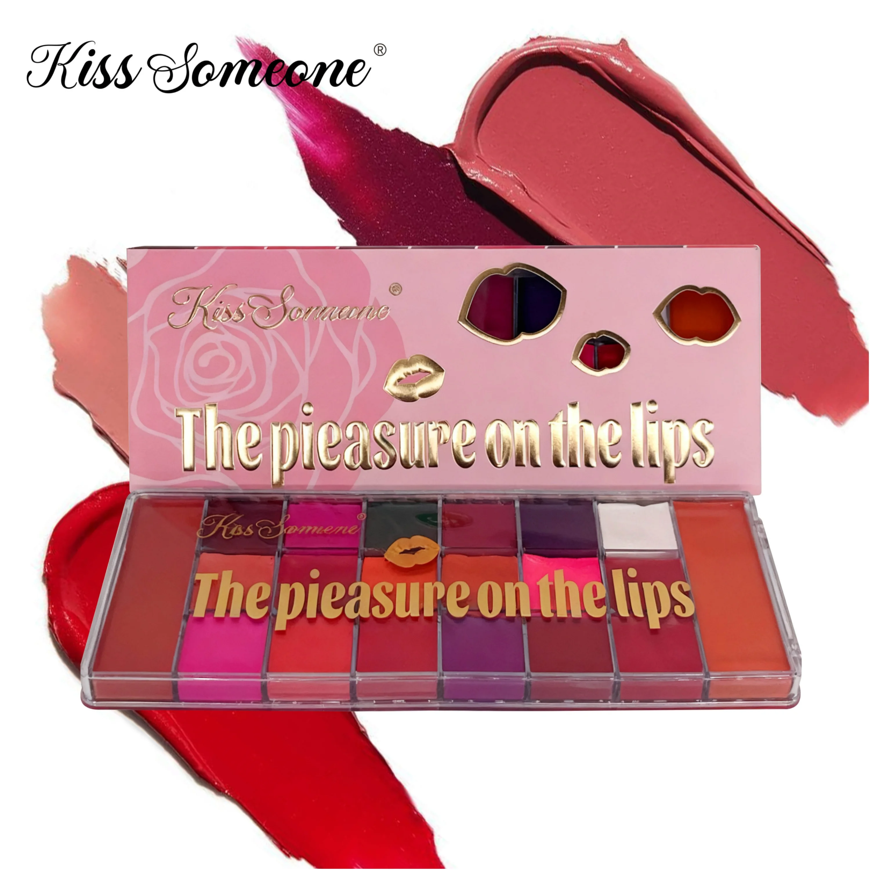20 Color Lip Color Waterproof Sweat Proof Powder Blusher All-in-One Makeup Plate Matte Color Makeup Mouth Red Lip Glaze