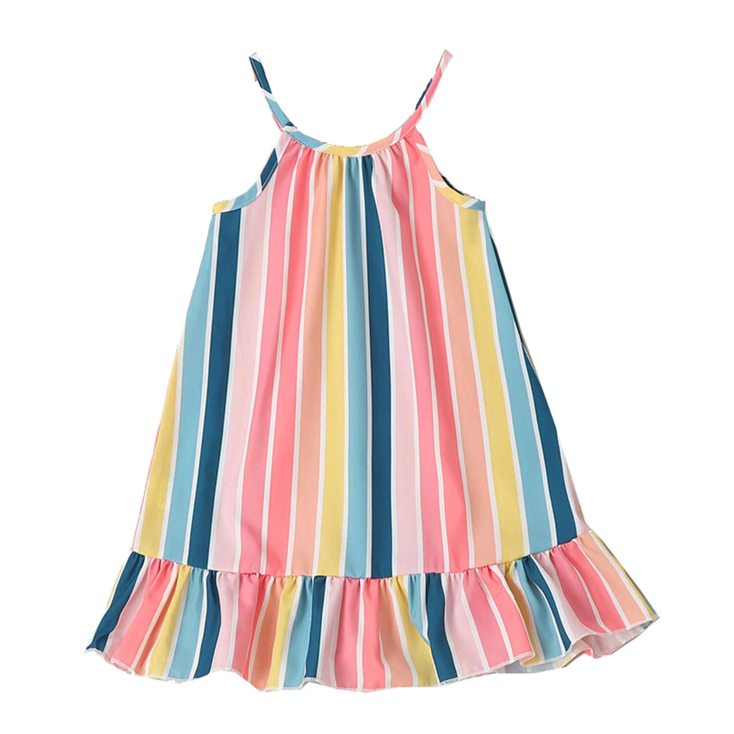 

Shiny Toddler 2024 New 3-7 Years Spaghettia Straps Little Girls Summer Casual/Play-Wear Dress