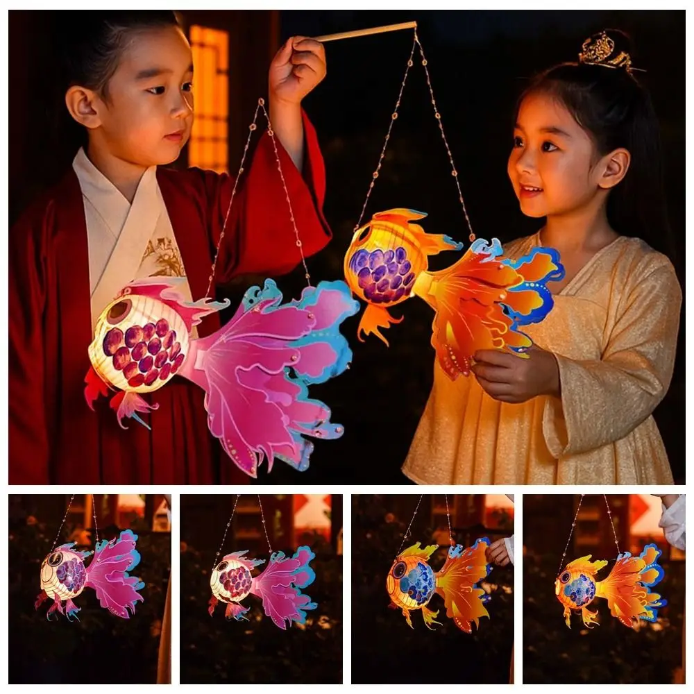 

Chinese Style Children's Goldfish Lantern DIY Material Bag Handheld Mid-Autumn Festival Lamp Glowing Intangible Cultural