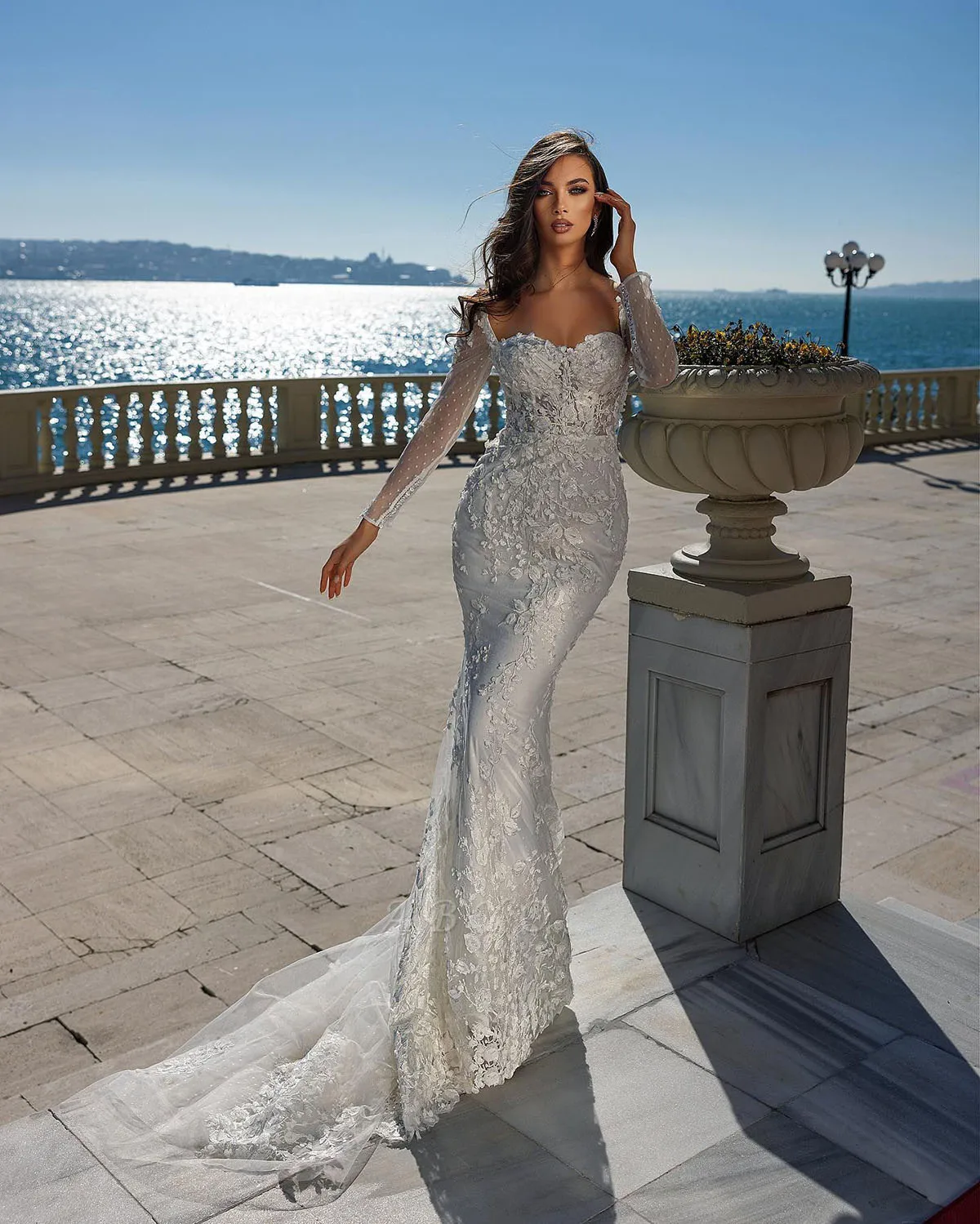 Abiti da sposa con colletto quadrato in pizzo unico Appliques con soprabiti abito da sposa su misura elegante Vestido de novia