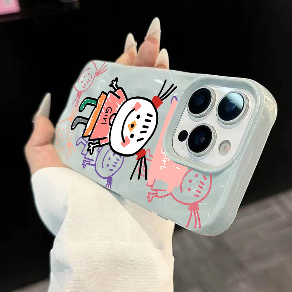 Koreanisches Niedliches Mädchen-Linien-Design Weiche Silikon-Handyhülle für iPhone 17 16 15 14 13 12 11 Pro Max 14 Plus 17Air Falten-Wellen-Design – Detail 1