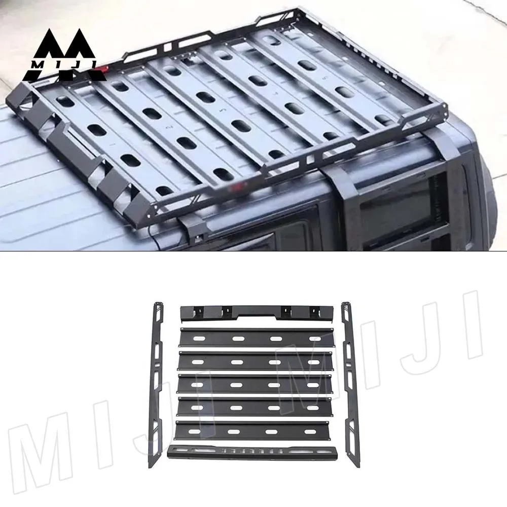 

Customized Aluminum Black Luggage Rack Cargo Carrier Roof Rack for Wrangler JK JL 2/4 Door Roof Rack with ladder