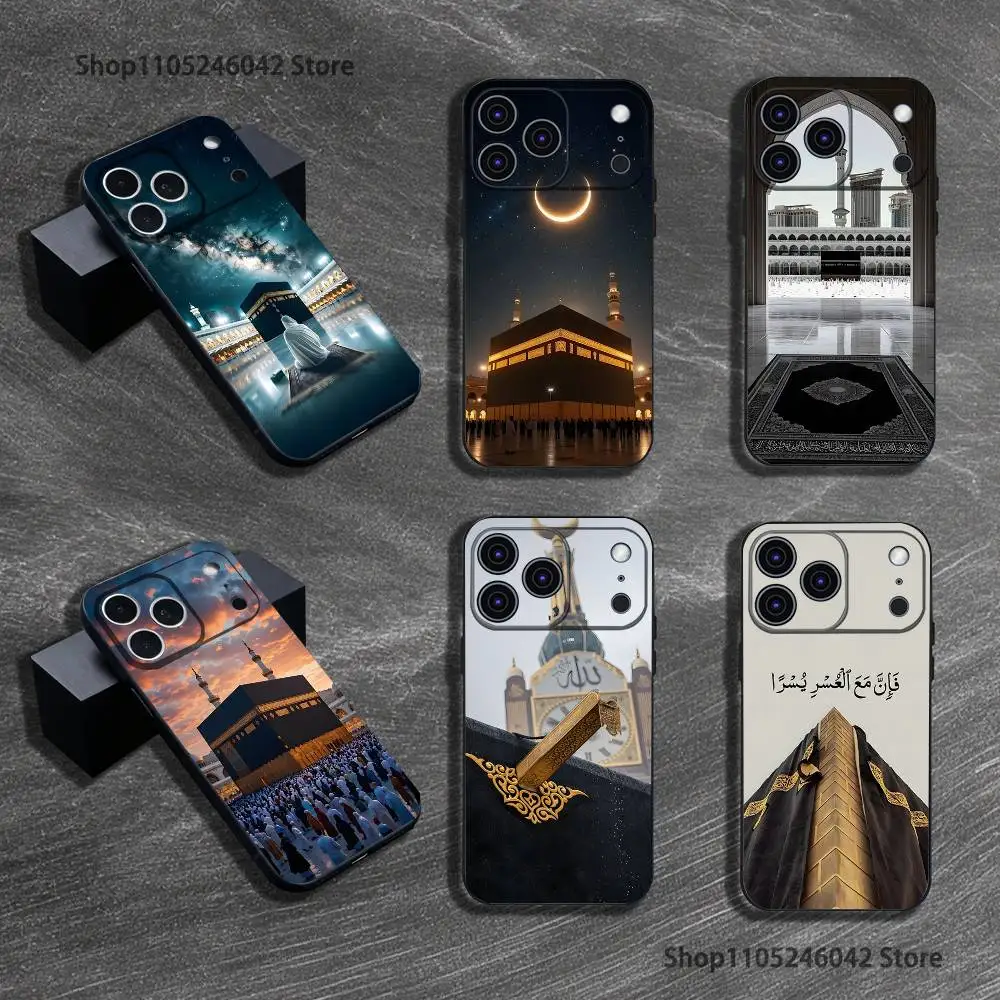 

Moslem and kaaba Black Soft Cover Phone Case For iPhone 17,16,15,14,13,12,11,Pro,XS,Max,XR,Plus,E,SE4,Mini