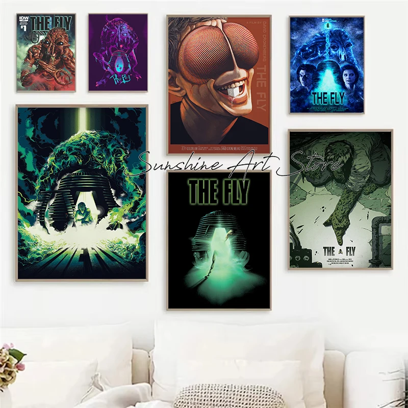 The Fly Movie Film Fans Artwork Vintage Science Fiction Film The Fly Covers Poster Canvas Painting Wall Pictures Home Decor Gift