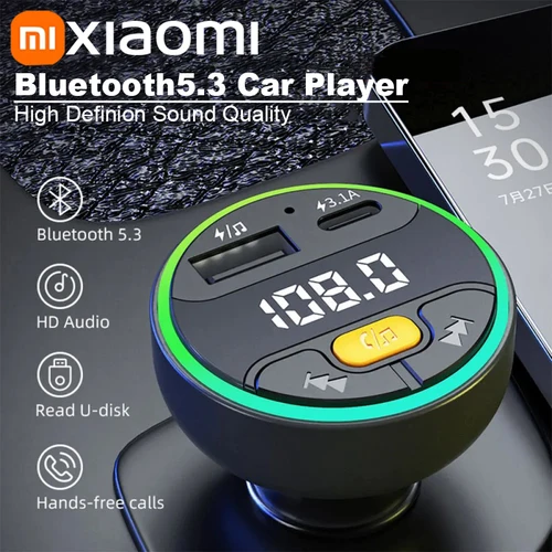 Xiaomi-transmisor FM para coche, Bluetooth 5,3, Kit inalámbrico manos libres para coche, cargador de coche USB C, modulador Fm de Radio, adaptador de reproductor Mp3