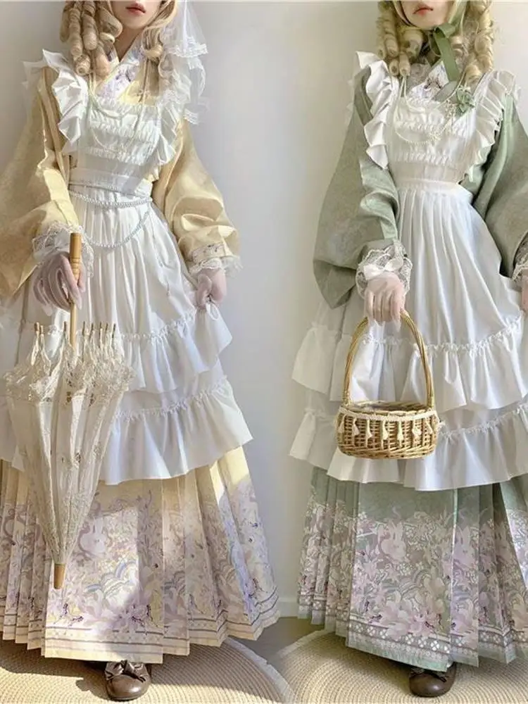 Original Hanfu Set with Erhu Sleeve And  Tailed Skirt Cute Style Han Clothing Winter Collection Chinese Traditional Costume