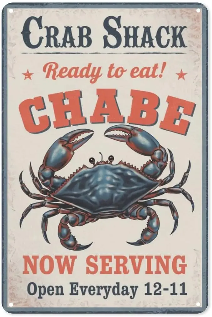 Crab Feast Retro Metal Sign 8X12IN 