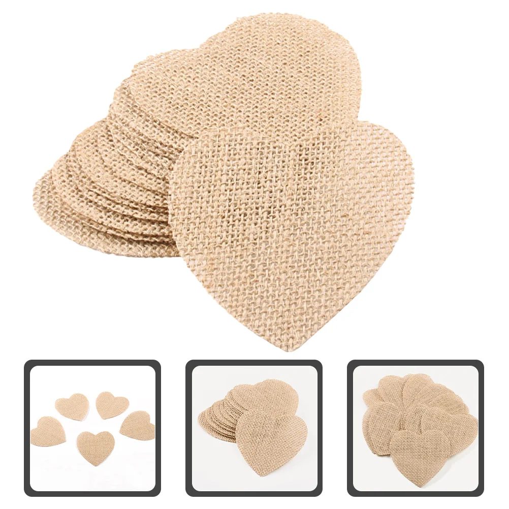 

20Pcs Love Heart Burlap Cutouts Hanging Christmas Tree Ornaments Rustic Fabric Decorations for Crafts Xmas Decors