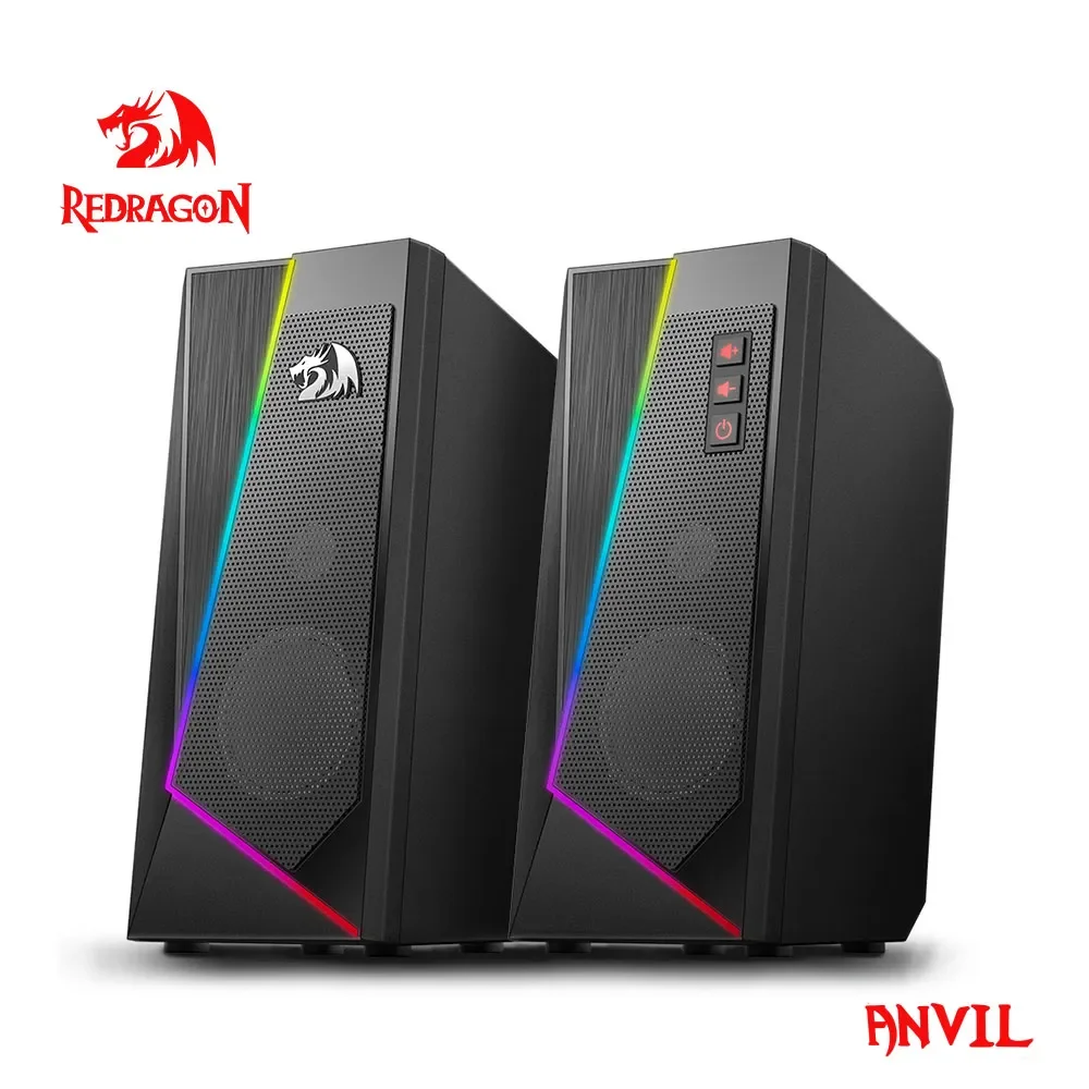 AliExpress Collection REDRAGON GS520 Anvil Aux 스테레오 서라운드 음악 RGB 스피커 사운드 바, 컴퓨터 2.0 PC 홈 노트북 TV 라우드 스피커, 3.5mm