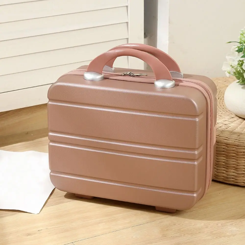 Gifts Plastic Travel Makeup Case Zipper Closure Portable Handle Cosmetic Bag Hard Shell Interior Mesh Pocket Travel Storage Bag