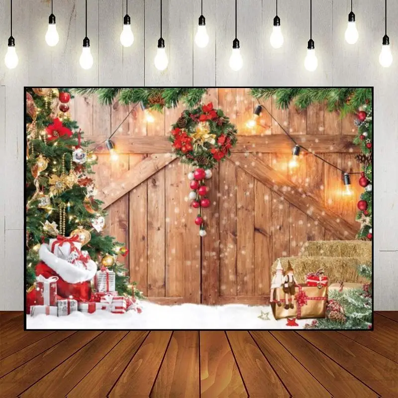 Feliz natal trenó fundo presente chá de bebê férias família personalizado aniversário pano de fundo dos desenhos animados fotografia cenários inverno