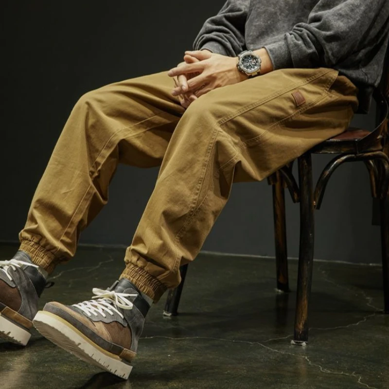 

Мужские свободные брюки-карго в американском стиле, новинка лета, прочная рабочая одежда, повседневные универсальные брюки с зауженными штанинами