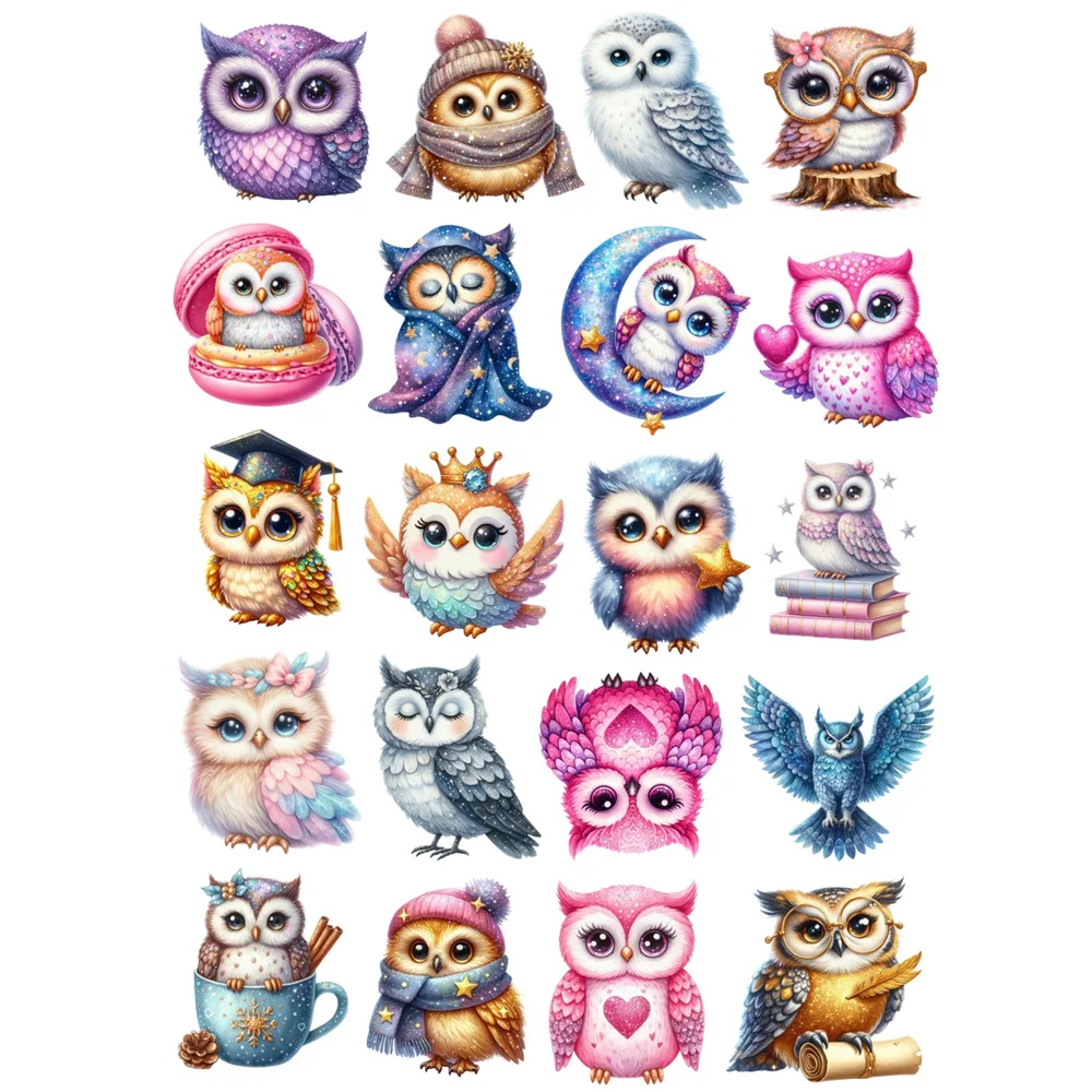 20pcs Cute Self-made Cartoon cute glowing owl Scrapbooking Stickers /Decorative Sticker /DIY Craft Photo Albums  journal