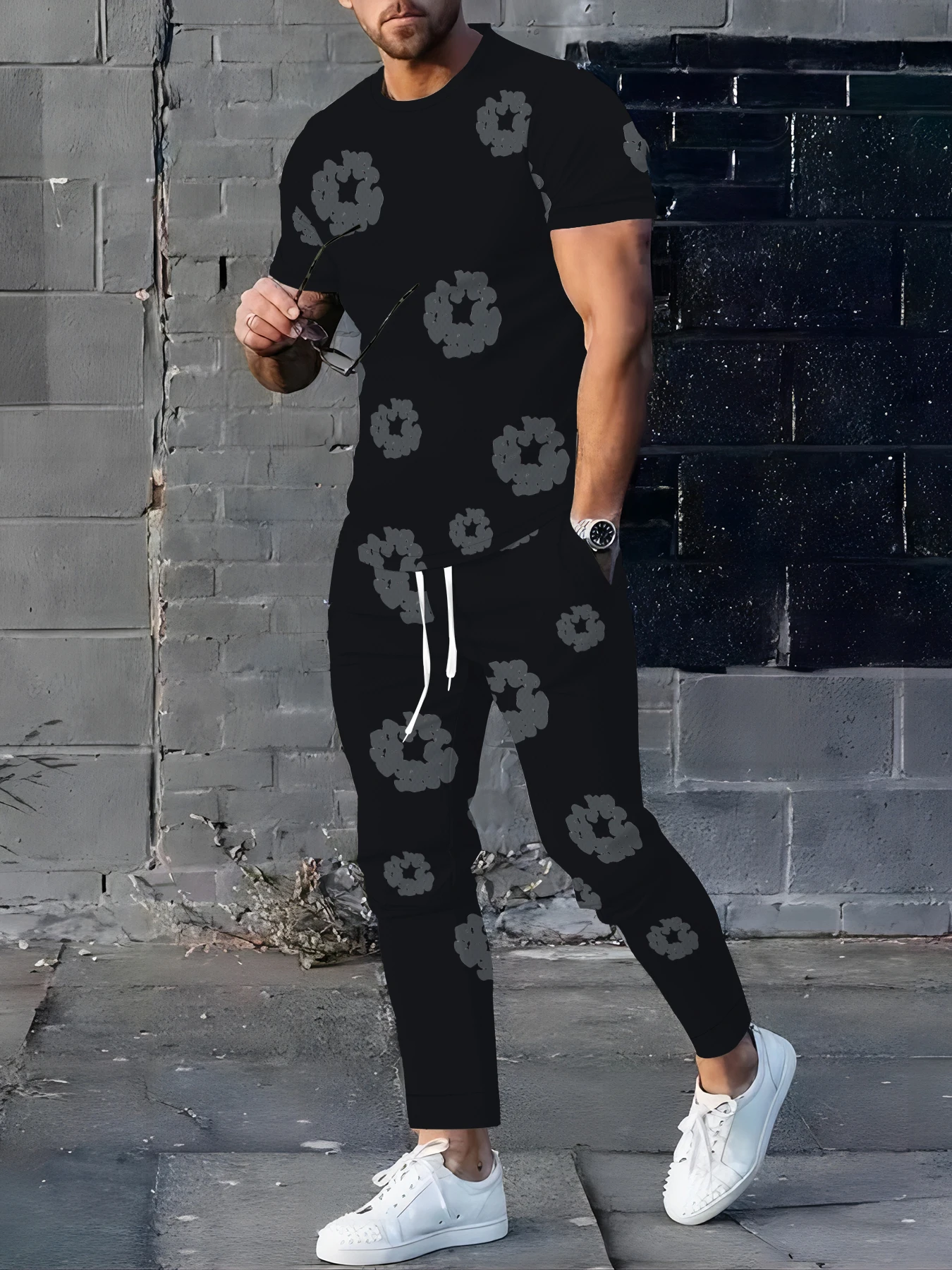 

The 2025 Summer new 3D printed sportswear set is a comfortable breathable quick-drying fashionable and casual men's suit