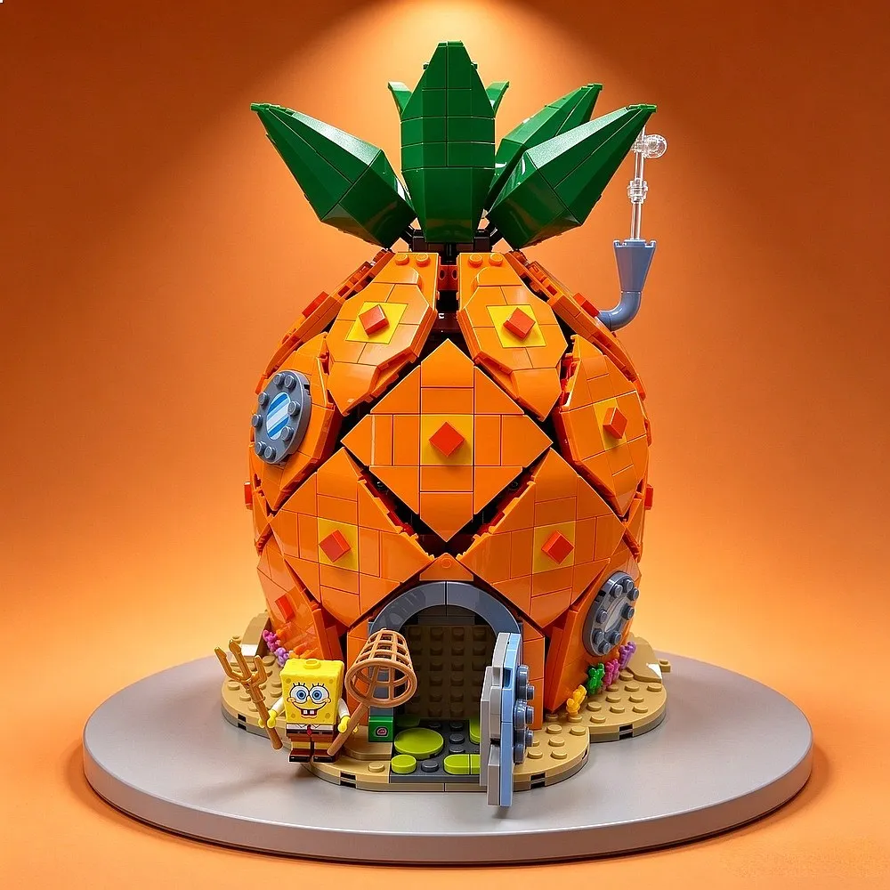 Cute SquarePants House Christmas Gifts for Adult Creative 1794PCS Sea Conch Street Assembly Model Toys for Adult Friends