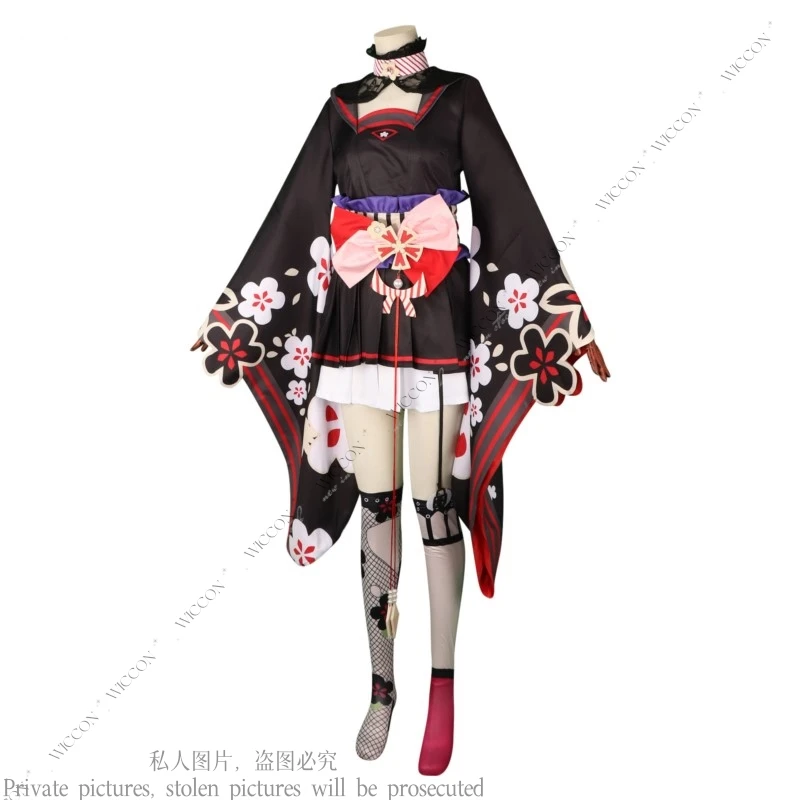 Kosaka Wakamo Blu Cos Archivio Donna Costume Cosplay Parrucca Orecchini Volpe Kimono Cos Donna Uomo Gioco di ruolo Comic-Con Set per bambini adulti