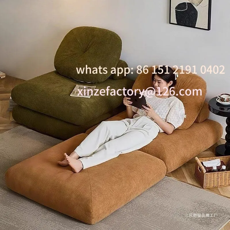 

Customizable single sofa foldable disassembly and washing dual-purpose cream tofu block lazy sofa bed