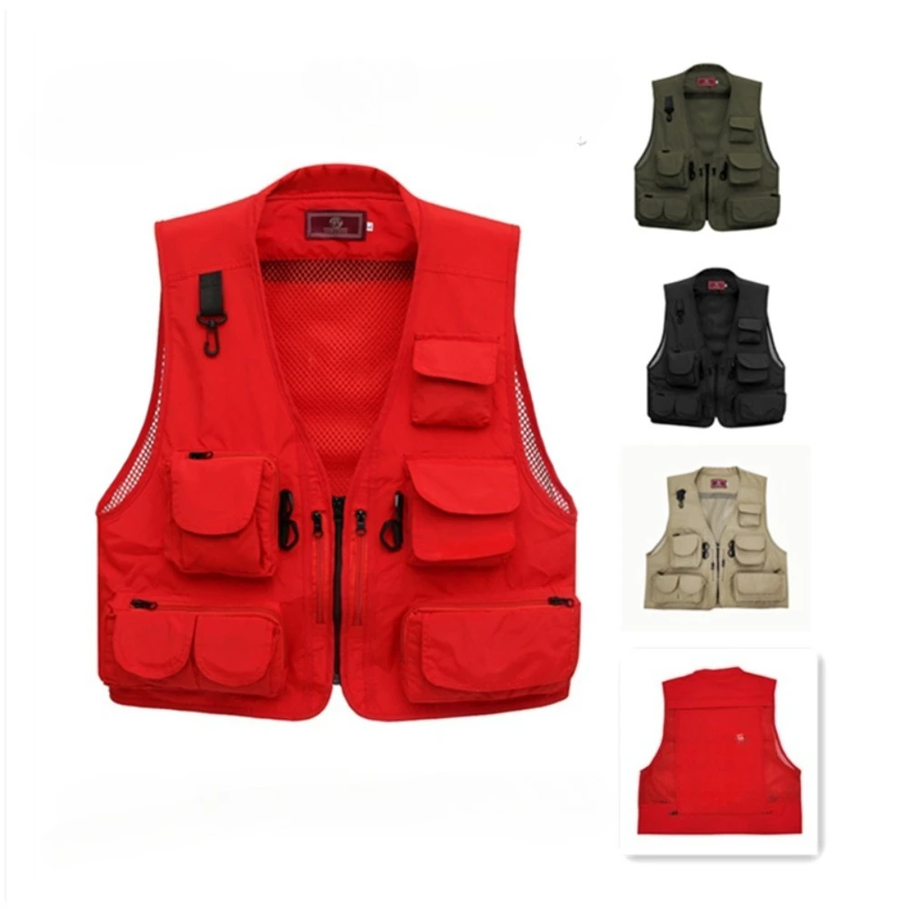 Fishing Sports Vest, Multi-Pocket Breathable Tactical Vest, Outdoor Hiking Camping Workwear, Scratch-Resistant Durable for Men