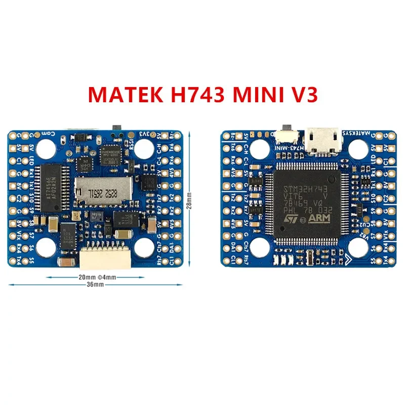 MATEK H743-MINI V3 Flight Control ICM42688P ICM42605 Baro Blackbox 2-8S F7 FC for RC Multirotor FPV s Airplane