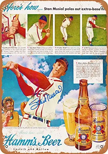 Metal Sign - Stan Musial for Hamm's Beer - Vintage Look