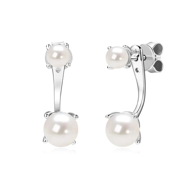 

Anziw стерлингового серебра 925 пробы 4-4,5 мм и 6-6,5 мм натуральный пресноводный жемчуг серьги-куртки для женщин и девочек модные украшения для двух видов одежды