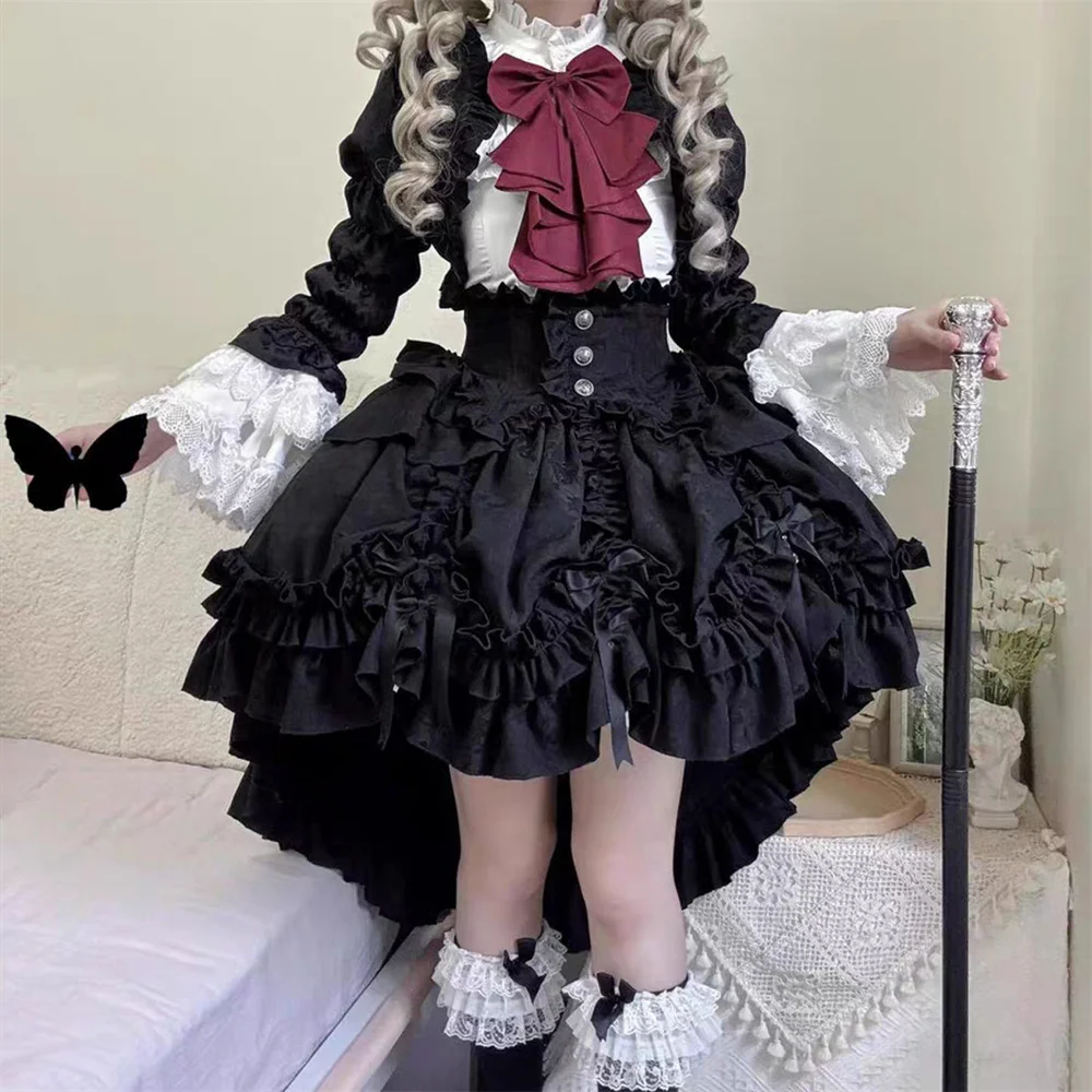 

Elegant Cosplay Anime Three Pieces Suit Women Victorian Gothic Lolita Dress Set Punk Y2k Evening Party Dresses Vintage Outfits